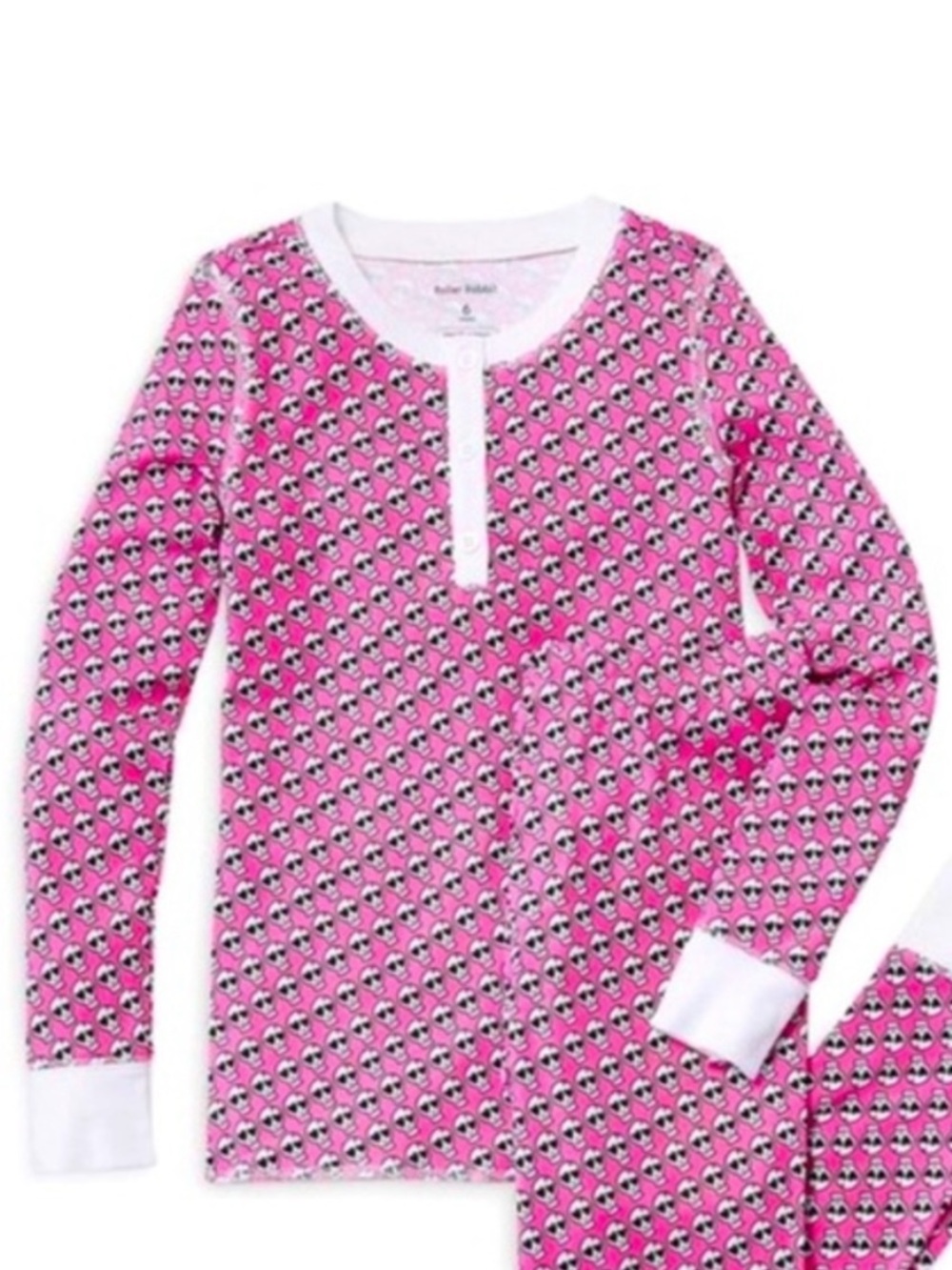 Rare Roller Rabbit X Bloomies Pink Doodle Skull PJ Top ONLY Size XL